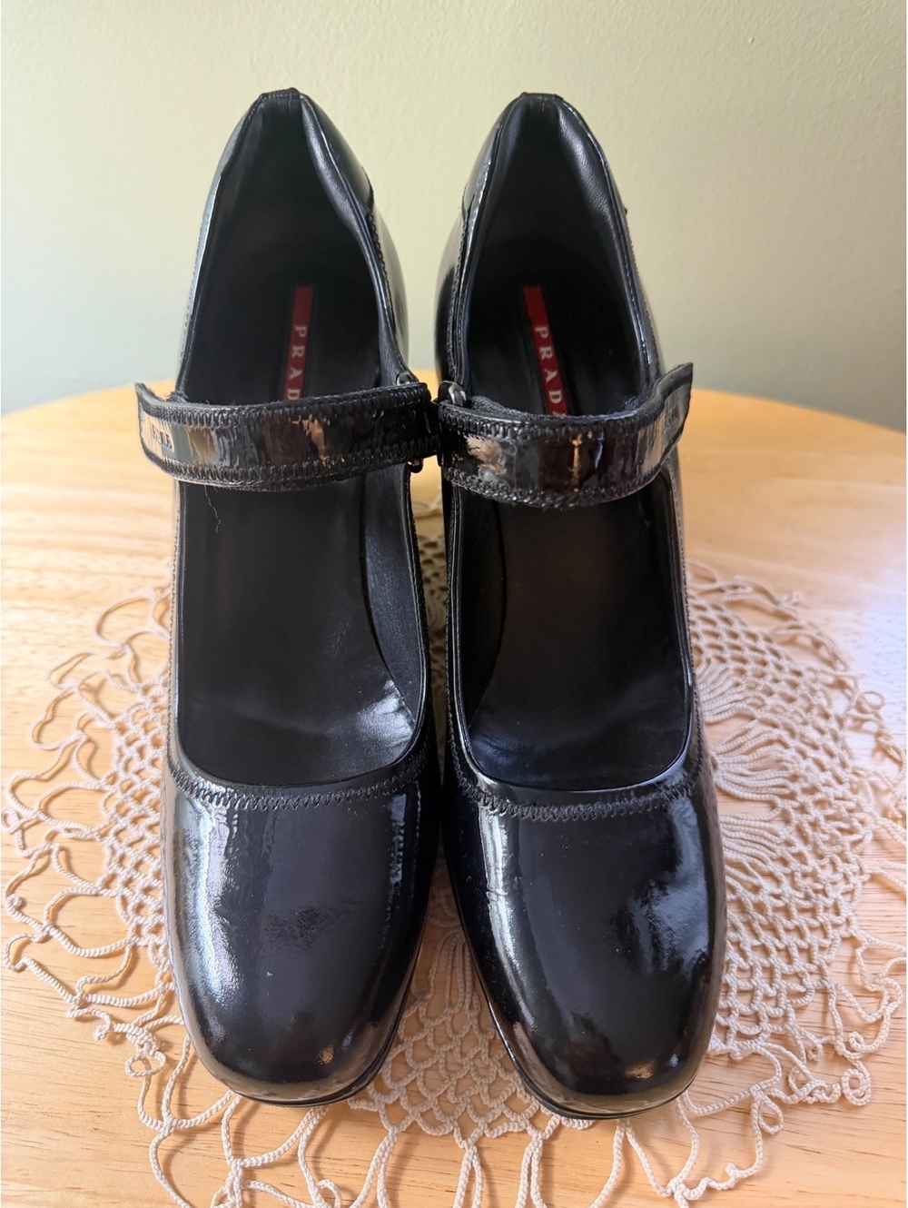 Prada Black Patent Leather Mary Jane Heels